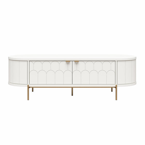 ameriwood home CosmoLiving Anastasia Modern Scalloped Oval TV Stand for TVs up to 65"