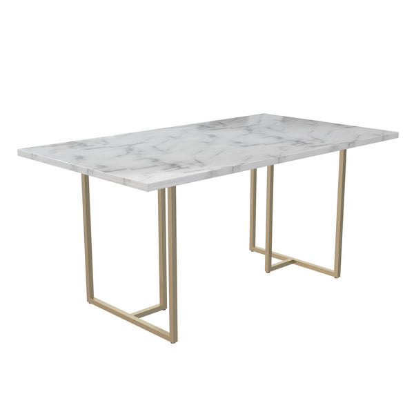 Ameriwood Home CosmoLiving Astor Dining Table White Marble Top With Gold Legs