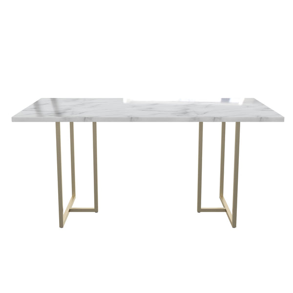 ameriwood home CosmoLiving Astor Dining Table White Marble Top with Gold Legs