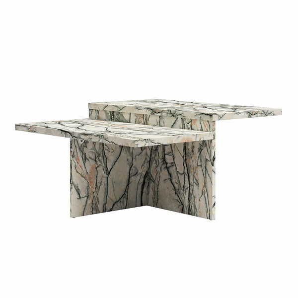 ameriwood home CosmoLiving Brielle Two-Tiered Coffee Table Faux Onyx Marble