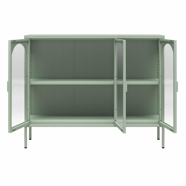 Ameriwood Home CosmoLiving Chloe Metal Accent Cabinet With 3 Arched Glass Doors