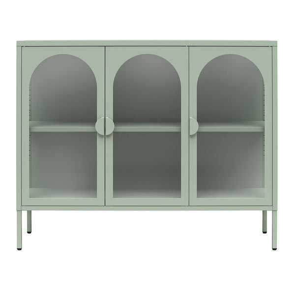 ameriwood home CosmoLiving Chloe Metal Accent Cabinet With 3 Arched Glass Doors