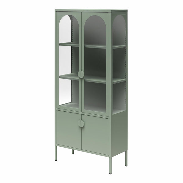 Ameriwood Home CosmoLiving Chloe Tall Metal Display Cabinet With 2 Arched Glass Doors