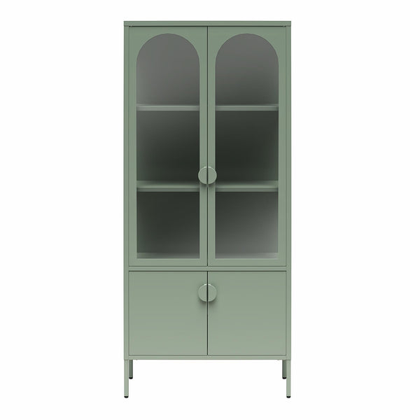 ameriwood home CosmoLiving Chloe Tall Metal Display Cabinet with 2 Arched Glass Doors