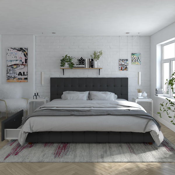 Ameriwood Home CosmoLiving Elizabeth Upholstered Bed With Storage