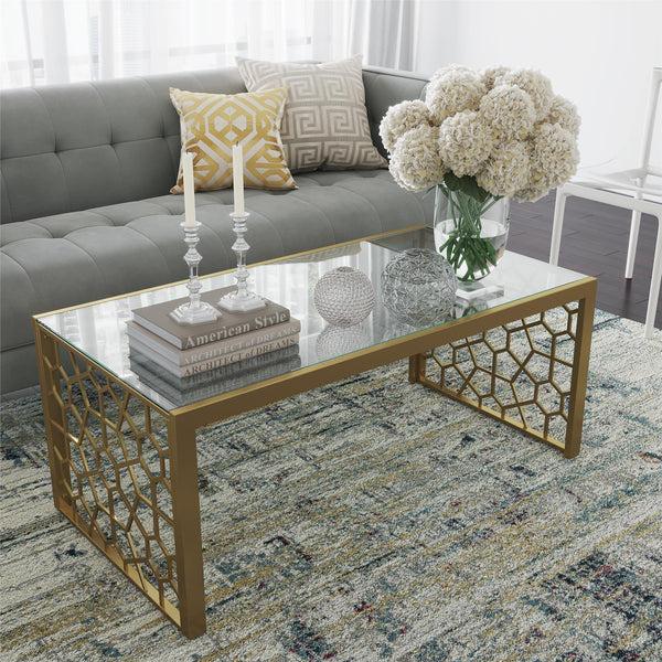 Ameriwood Home CosmoLiving Juliette Glass Top Coffee Table