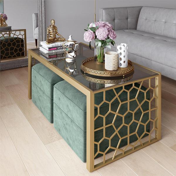 Ameriwood Home CosmoLiving Juliette Glass Top Coffee Table
