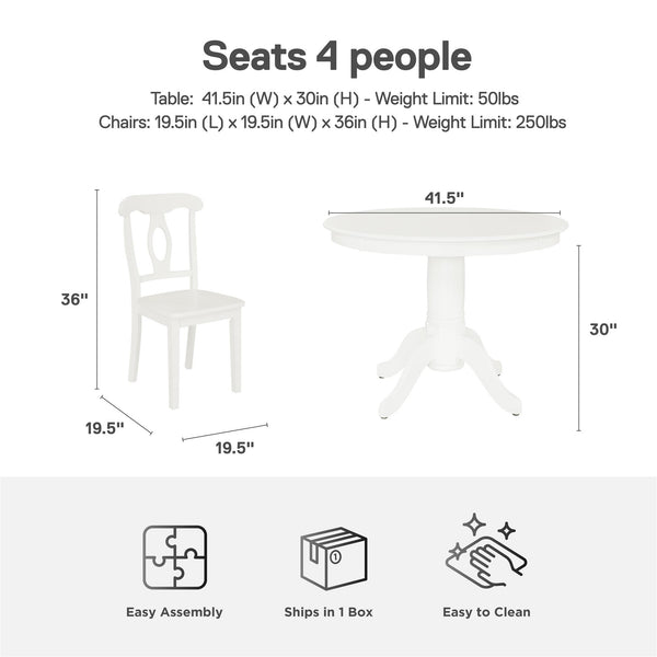 Ameriwood Home DHP Aubrey 5-Piece Traditional Pedestal Dining Set