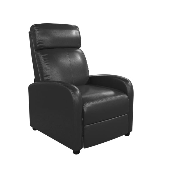 Ameriwood Home DHP Bobby Pushback Recliner Chair Black Faux Leather