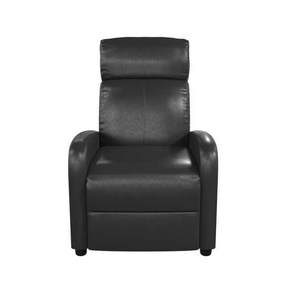 ameriwood home DHP Bobby Pushback Recliner Chair Black Faux Leather