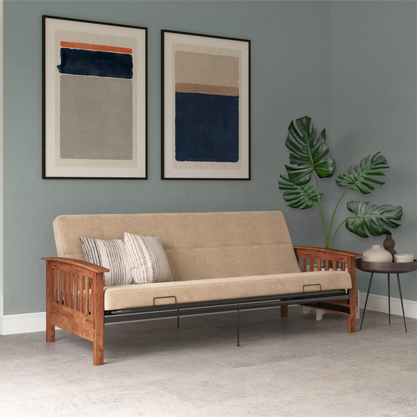 Ameriwood Home DHP Brixen Futon Set With Wood Frame And 6" Polyester Mattress