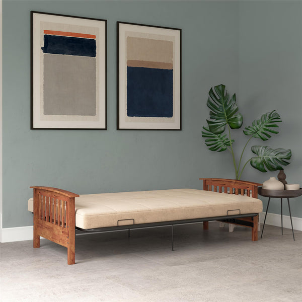 Ameriwood Home DHP Brixen Futon Set With Wood Frame And 6" Polyester Mattress