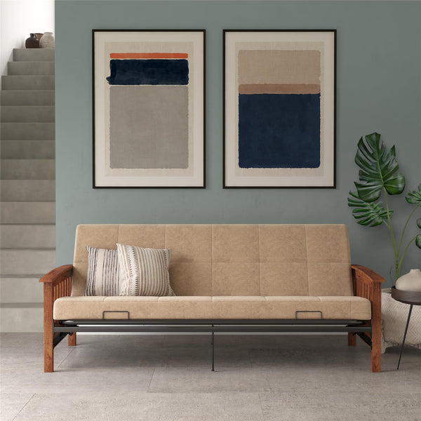 Ameriwood Home DHP Brixen Futon Set With Wood Frame And 6" Polyester Mattress