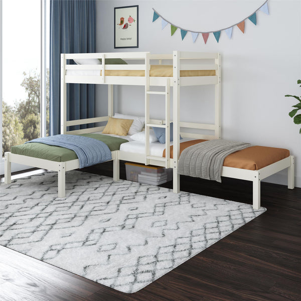 Ameriwood Home DHP Casey Kids' L-Shaped Corner Triple Bunk Bed