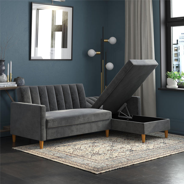 Ameriwood Home DHP Celine Futon Sectional Sofa With Storage