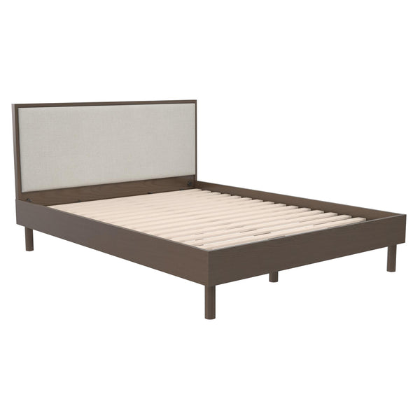 ameriwood home DHP Cologne Wood Bed Frame with Upholstered Headboard