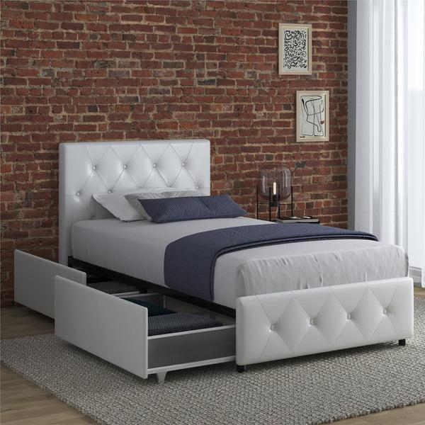 Ameriwood Home DHP Dakota Upholstered Bed Frame With Drawers