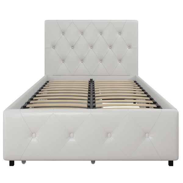 ameriwood home DHP Dakota Upholstered Bed Frame with Drawers