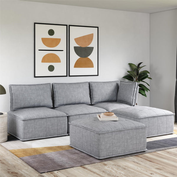 Ameriwood Home DHP Darcy Armless Ottoman For Modular Sectional Sofa