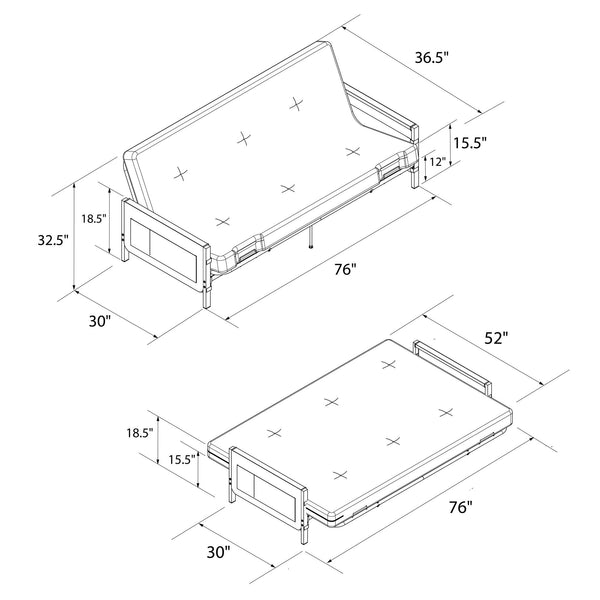 Ameriwood Home DHP Fairview Futon Set With Metal Frame And 6" Polyester Mattress
