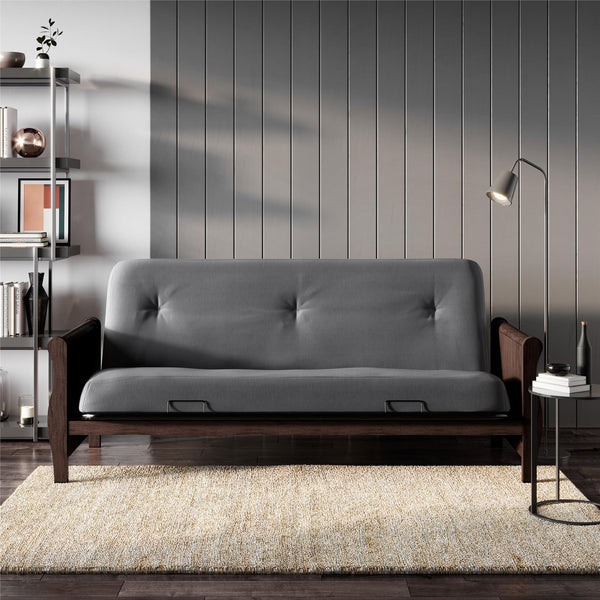 Ameriwood Home DHP Futon Set With Wood Frame And 8" Polyester Mattress