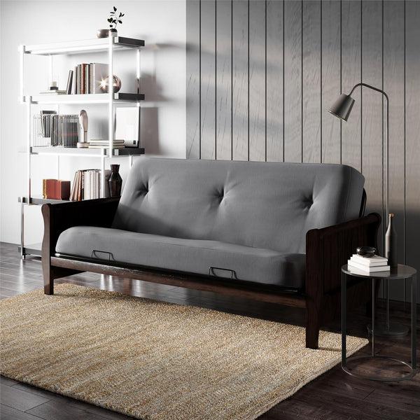 Ameriwood Home DHP Futon Set With Wood Frame And 8" Polyester Mattress