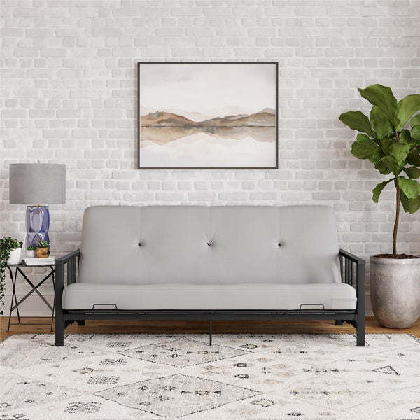 Ameriwood Home DHP Harlow Futon Set With Metal Futon Frame And 6" Polyester Mattress