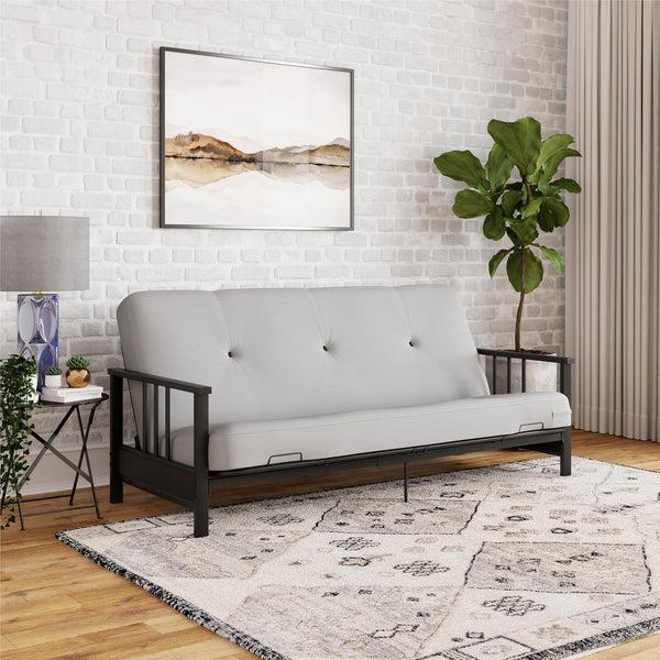 Ameriwood Home DHP Harlow Futon Set With Metal Futon Frame And 6" Polyester Mattress
