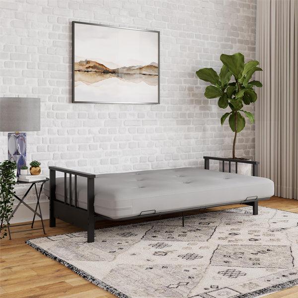 Ameriwood Home DHP Harlow Futon Set With Metal Futon Frame And 6" Polyester Mattress