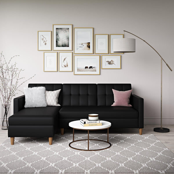 Ameriwood Home DHP Hartford Futon Sectional Sofa Bed With Storage