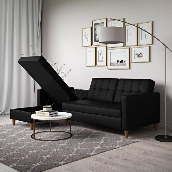 Ameriwood Home DHP Hartford Futon Sectional Sofa Bed With Storage