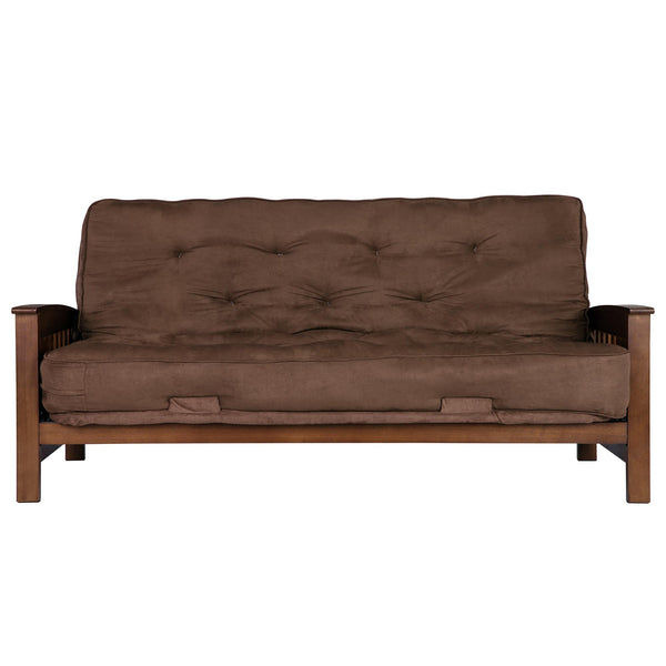 ameriwood home DHP Hudson Futon Set with Wood Arm Frame and Mattress