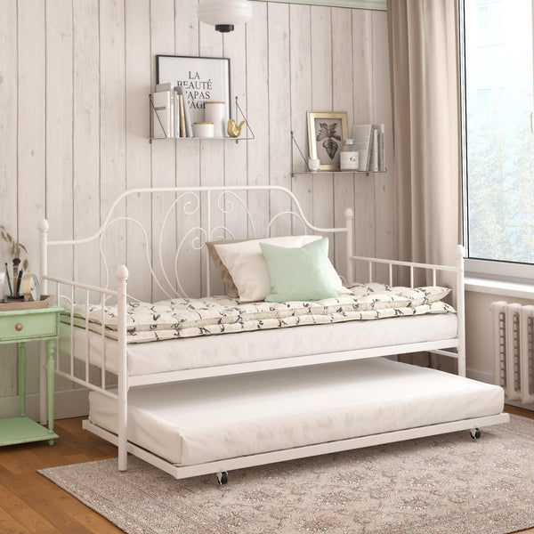 Ameriwood Home DHP Ivorie Metal Daybed With Trundle
