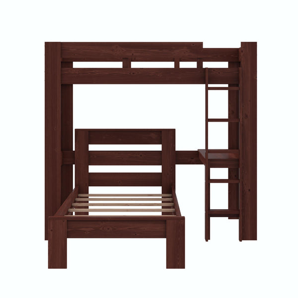 ameriwood home DHP Jaymee Kids' L-Shaped Wood Bunk Bed with Desk