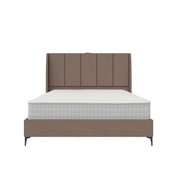 ameriwood home DHP Lamora Upholstered Wingback Bed Frame with USB