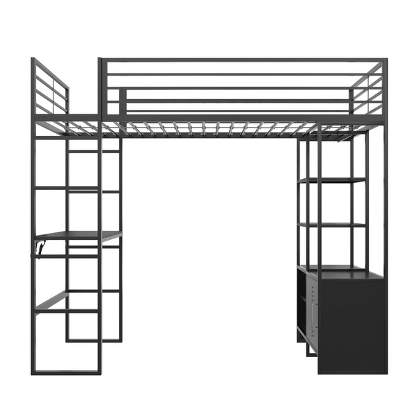 ameriwood home DHP Lanis Loft Bed with Desk and Storage