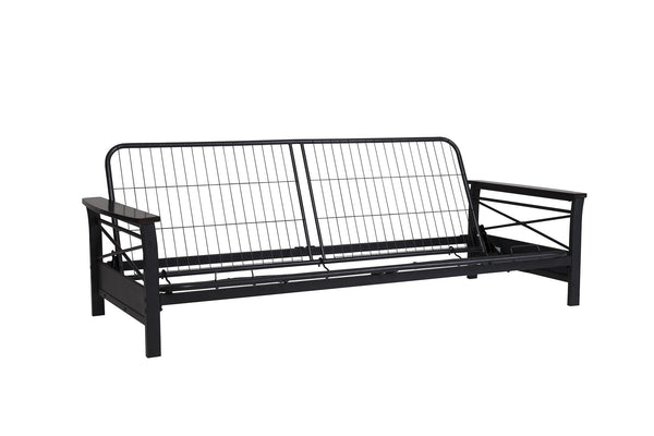 ameriwood home DHP Nadine Metal Futon Frame with Wood Arms