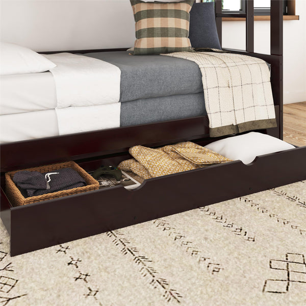 Ameriwood Home DHP Rhodes Twin Over Twin/King Wood Bunk Bed With Storage