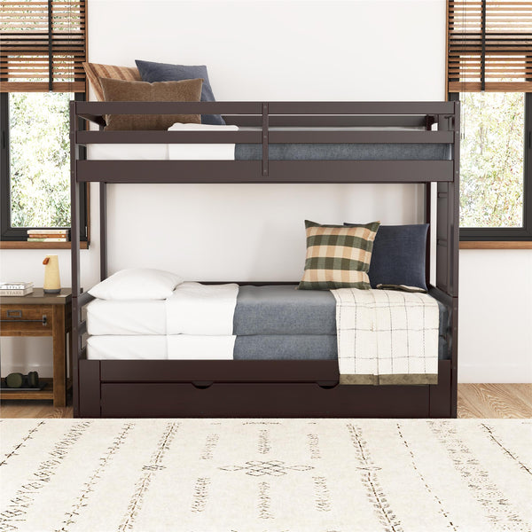 Ameriwood Home DHP Rhodes Twin Over Twin/King Wood Bunk Bed With Storage