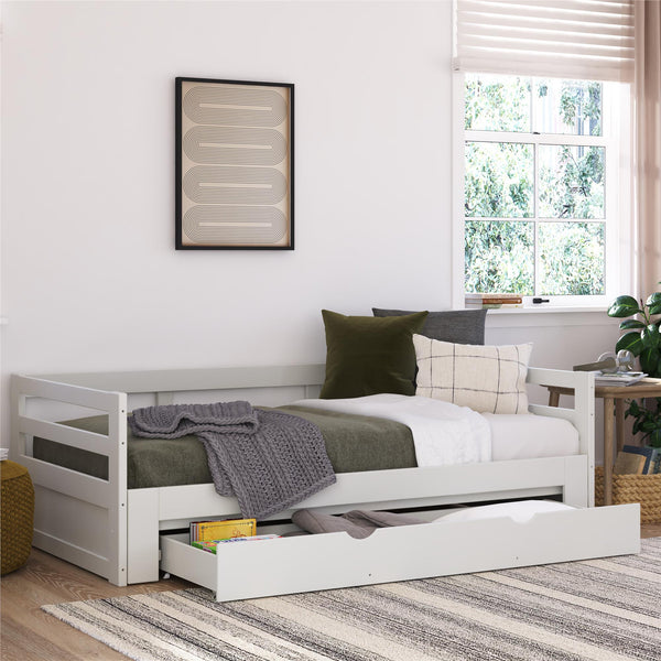 Ameriwood Home DHP Rhodes Twin To King Wood Daybed With Storage Drawer