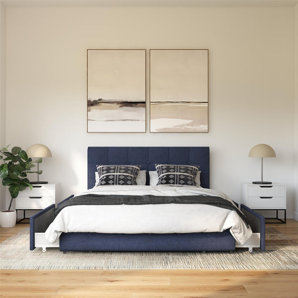 Ameriwood Home DHP Rose Upholstered Bed Frame With Storage