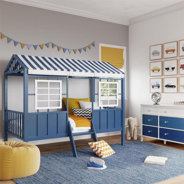 Ameriwood Home Little Seeds Rowan Valley Forest Loft Bed Twin White/Blue