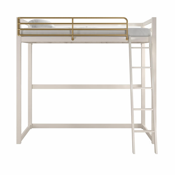 ameriwood home Max & Finn Haven Twin Metal Loft Bed White & Gold Bars