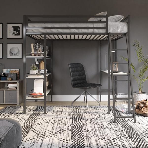 Ameriwood Home Max & Finn Nova Metal Loft Bed With Shelves