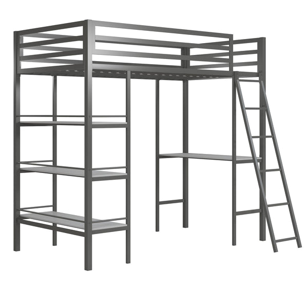 Ameriwood Home Max & Finn Nova Metal Loft Bed With Shelves