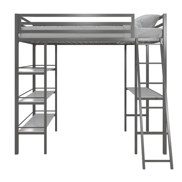 ameriwood home Max & Finn Nova Metal Loft Bed with Shelves