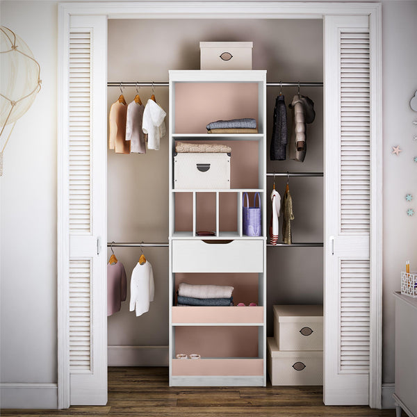 Ameriwood Home Max & Finn Poppy Closet Organizer White With Pale Pink Or Blue