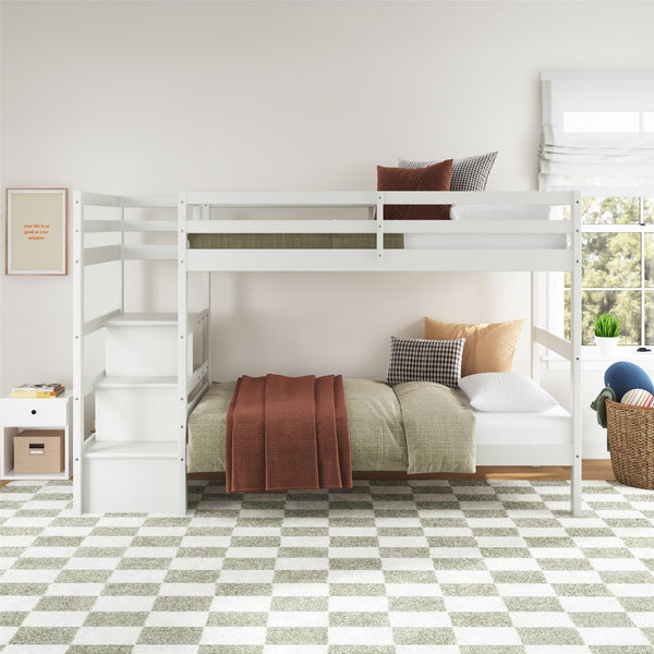 Ameriwood Home Max & Finn Zaire Wood Bunk Bed With Stairs And Shelves