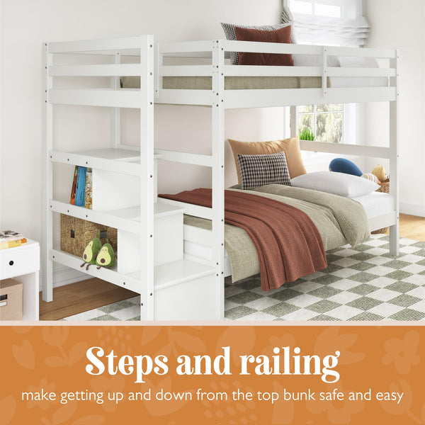 Ameriwood Home Max & Finn Zaire Wood Bunk Bed With Stairs And Shelves