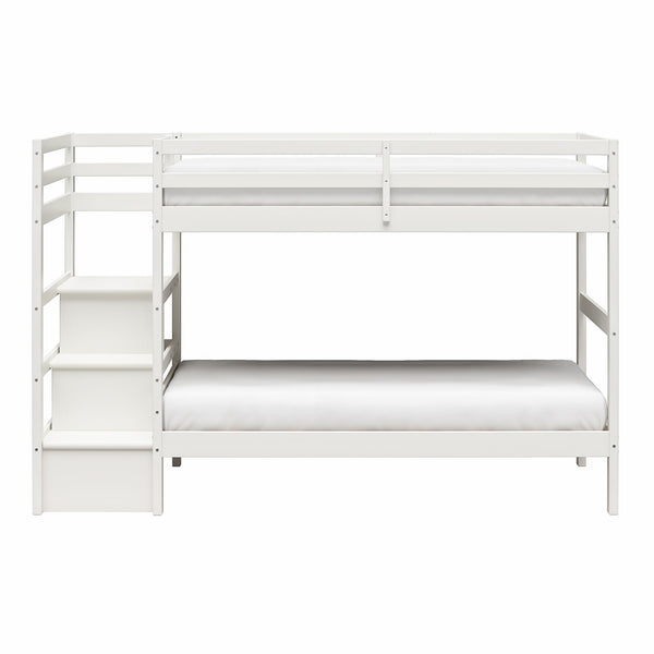 ameriwood home Max & Finn Zaire Wood Bunk Bed with Stairs and Shelves